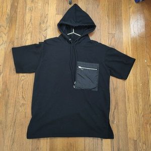 Forever 21 Men's All Black Hoodie Short Sleeve